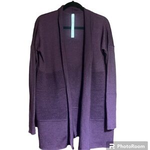 Lululemon Sit In Lotus Wrap II Merino Wool Womens Cardigan Sweater Plum Size 4